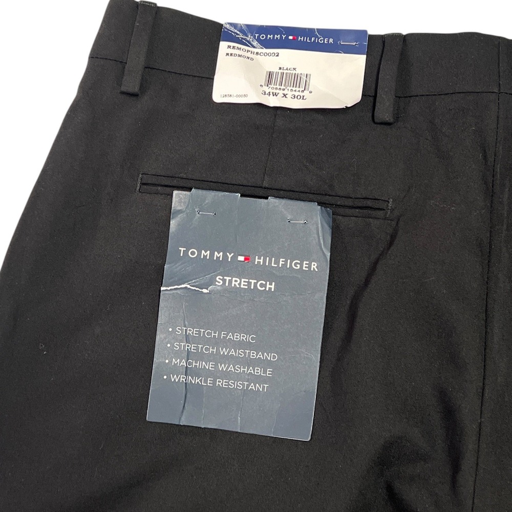 Tommy Hilfiger Men's Redmond Stretch Performance Dress Pants Black Tapered 34x30 - Picture 3 of 8